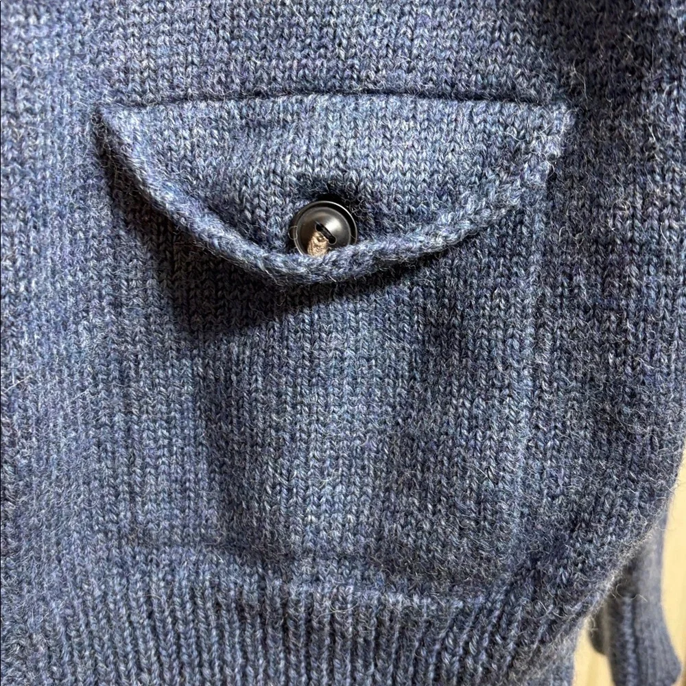 J. Crew Wallace & Barnes Men's Zip Up Sweater Wool in Deep Blue Large